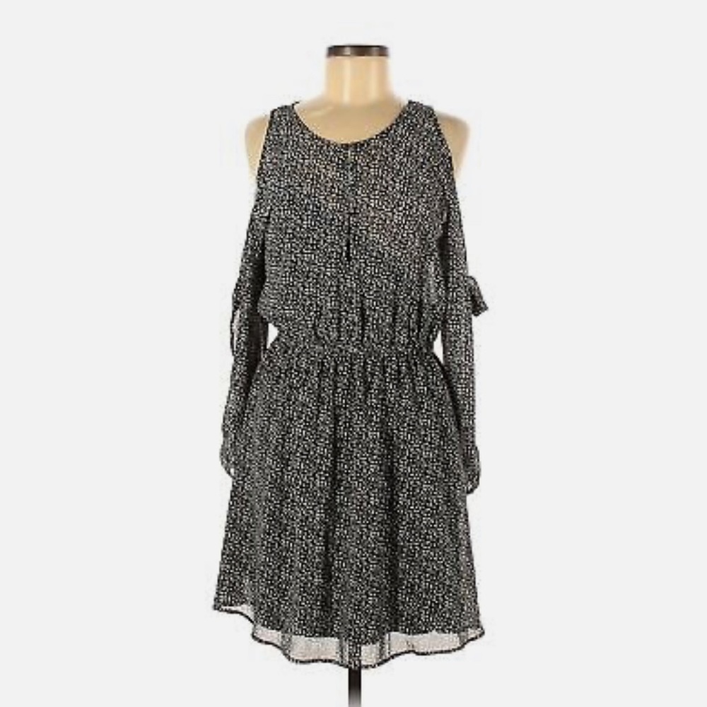 NWT Maurice’s Open Long Sleeve Black Spotted Mini Dress